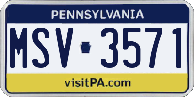 PA license plate MSV3571