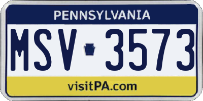 PA license plate MSV3573
