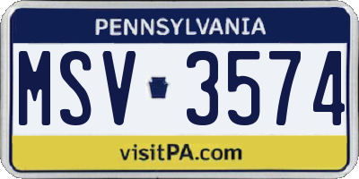PA license plate MSV3574