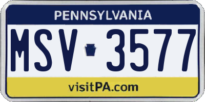 PA license plate MSV3577