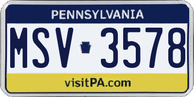 PA license plate MSV3578