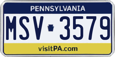 PA license plate MSV3579