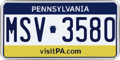 PA license plate MSV3580