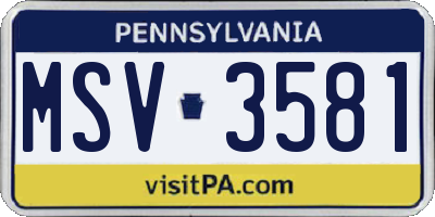 PA license plate MSV3581