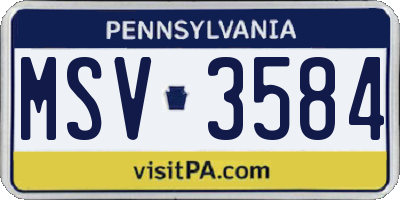 PA license plate MSV3584