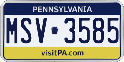 PA license plate MSV3585