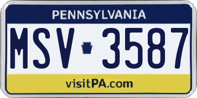 PA license plate MSV3587