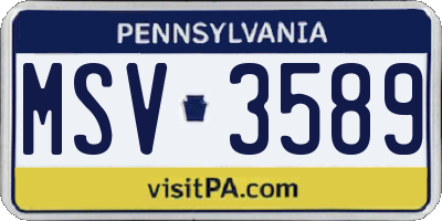 PA license plate MSV3589