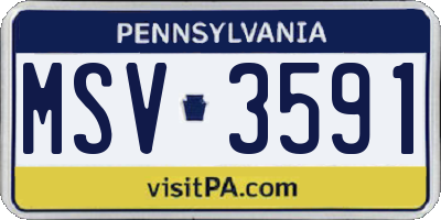 PA license plate MSV3591