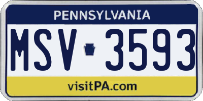 PA license plate MSV3593
