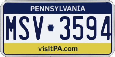 PA license plate MSV3594