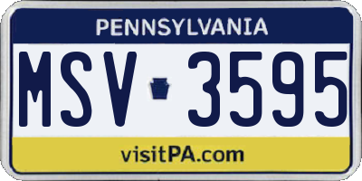 PA license plate MSV3595