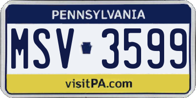 PA license plate MSV3599