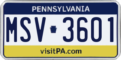 PA license plate MSV3601