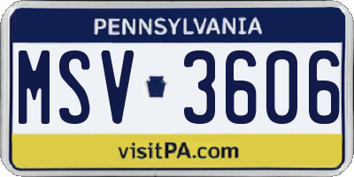 PA license plate MSV3606
