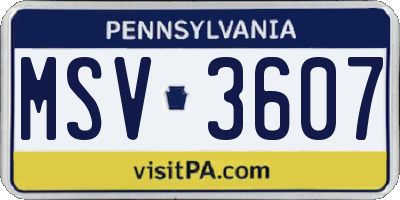 PA license plate MSV3607