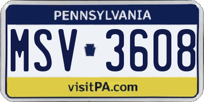 PA license plate MSV3608