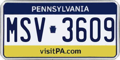PA license plate MSV3609