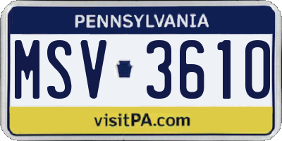 PA license plate MSV3610