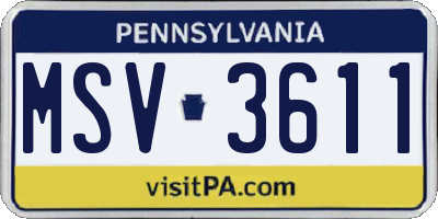 PA license plate MSV3611