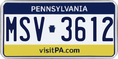 PA license plate MSV3612