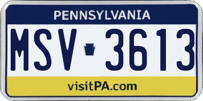 PA license plate MSV3613