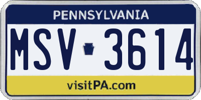 PA license plate MSV3614