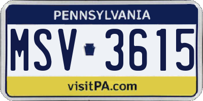 PA license plate MSV3615