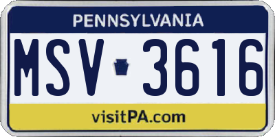 PA license plate MSV3616