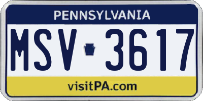 PA license plate MSV3617