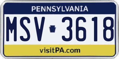 PA license plate MSV3618