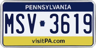 PA license plate MSV3619