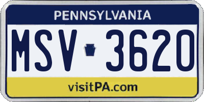 PA license plate MSV3620