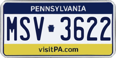 PA license plate MSV3622