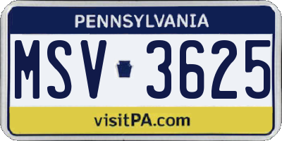 PA license plate MSV3625