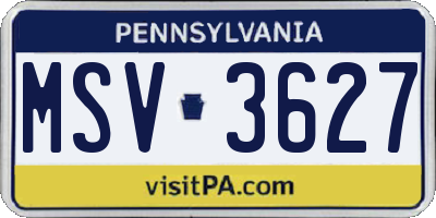 PA license plate MSV3627