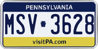 PA license plate MSV3628