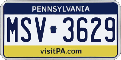 PA license plate MSV3629