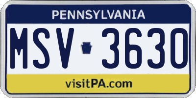PA license plate MSV3630