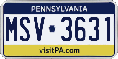 PA license plate MSV3631