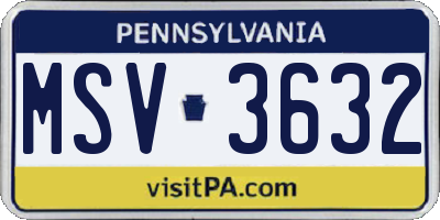 PA license plate MSV3632