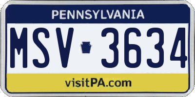PA license plate MSV3634