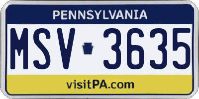 PA license plate MSV3635