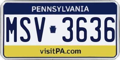 PA license plate MSV3636