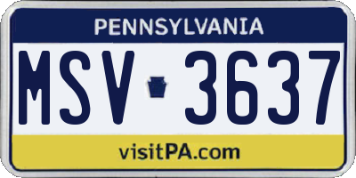 PA license plate MSV3637