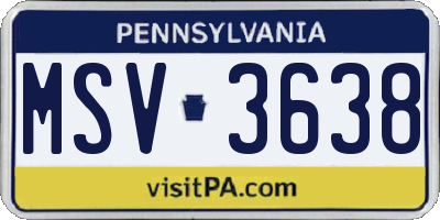 PA license plate MSV3638