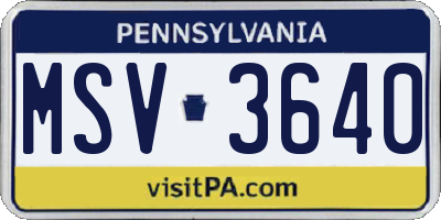 PA license plate MSV3640
