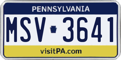 PA license plate MSV3641