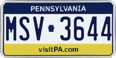PA license plate MSV3644