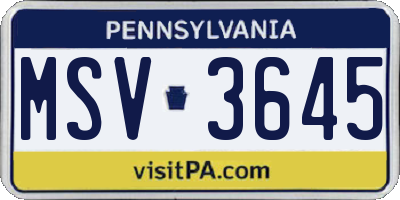 PA license plate MSV3645